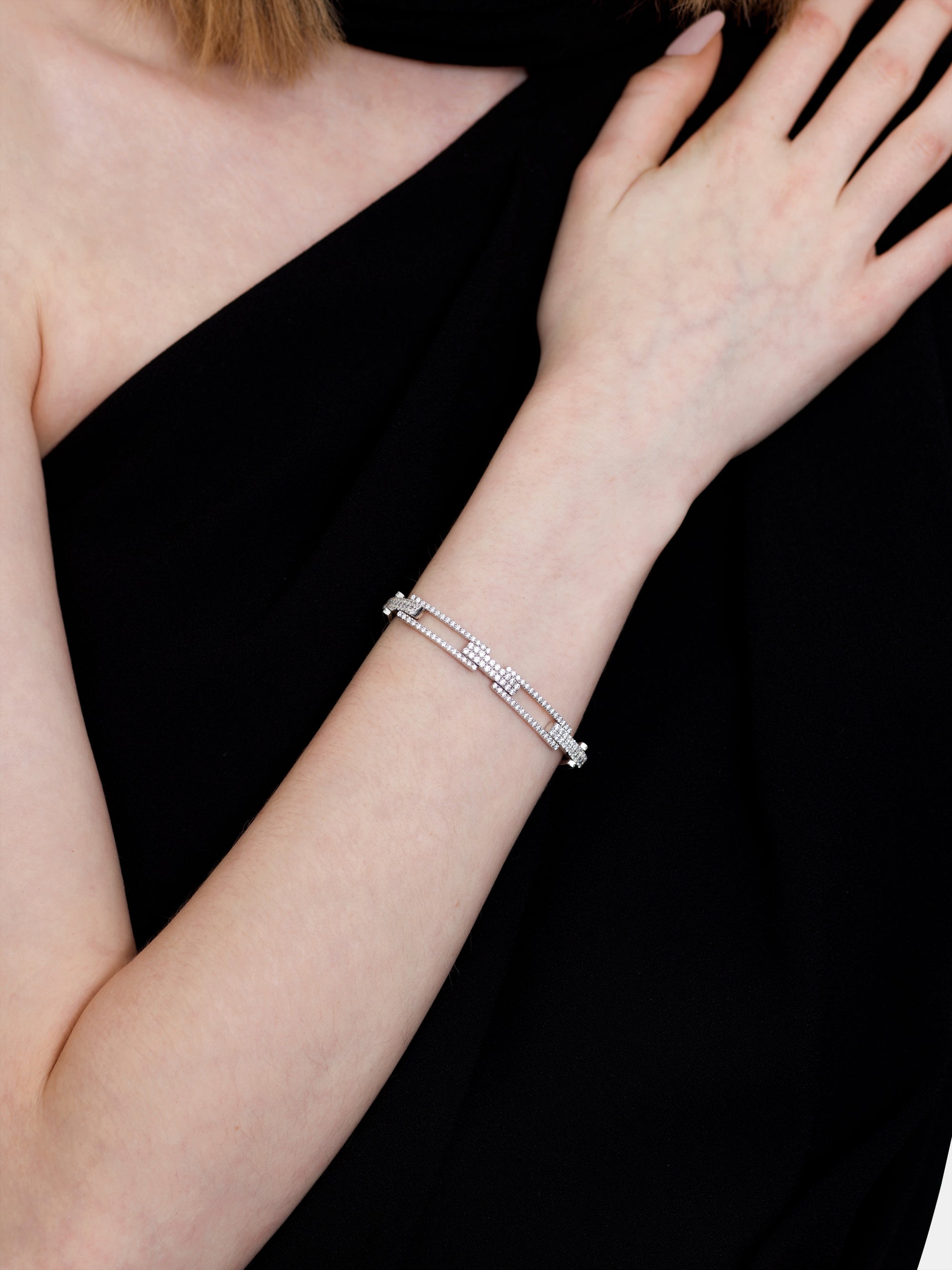 Fregio Rectangles Bracelet - White Gold, Diamonds