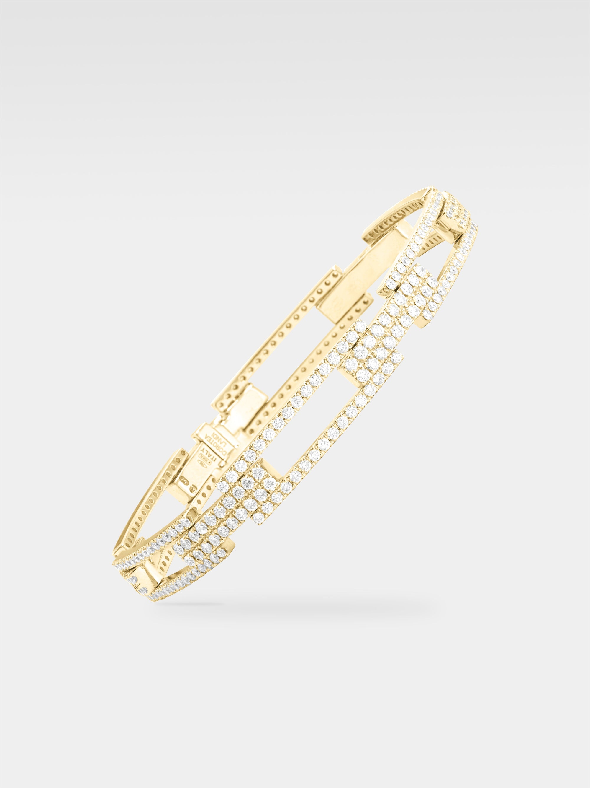 Fregio Rectangles Bracelet - Yellow Gold, Diamonds