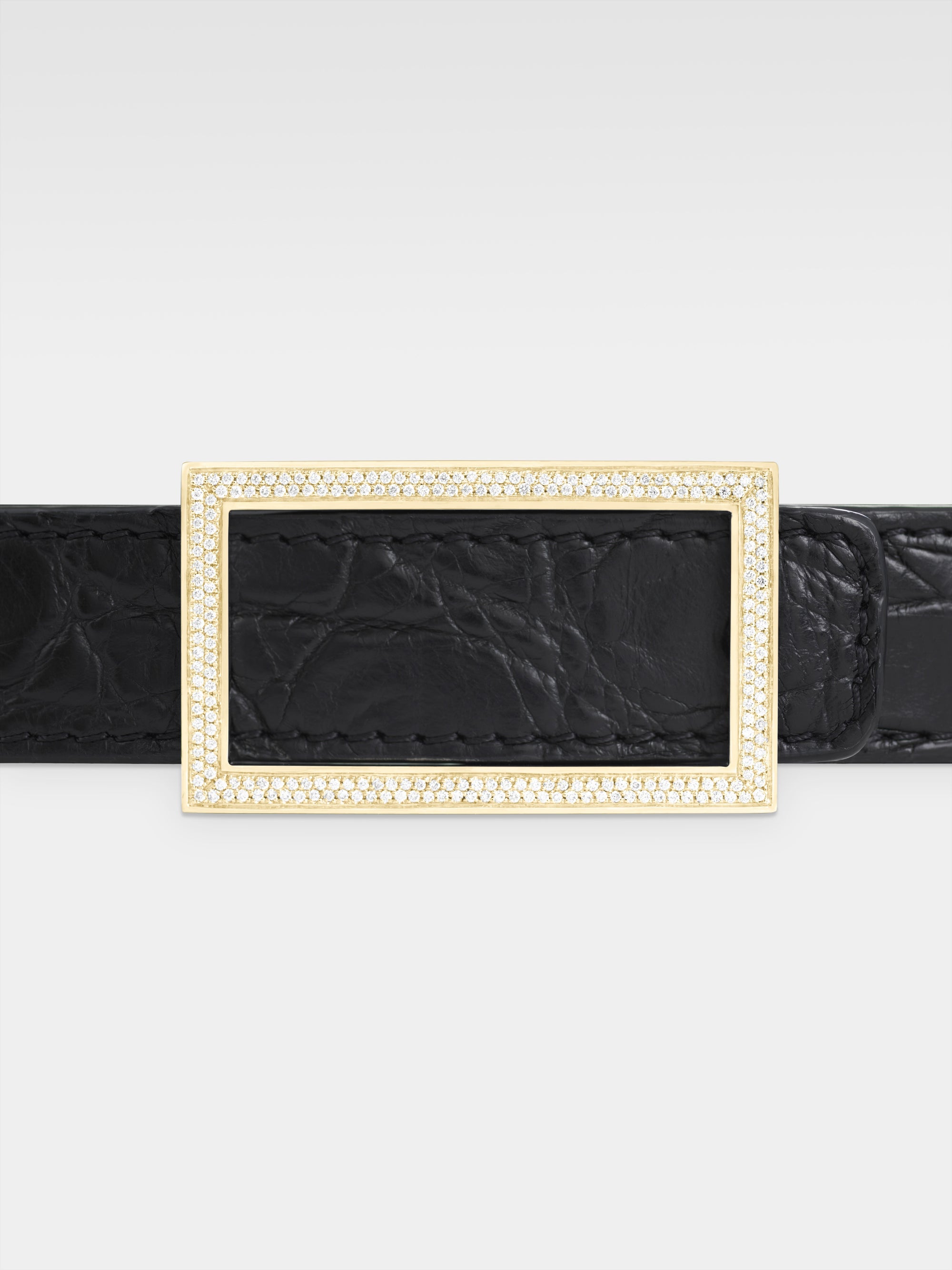 Danae Belt - Yellow Gold, Diamonds, Black Caiman Leather