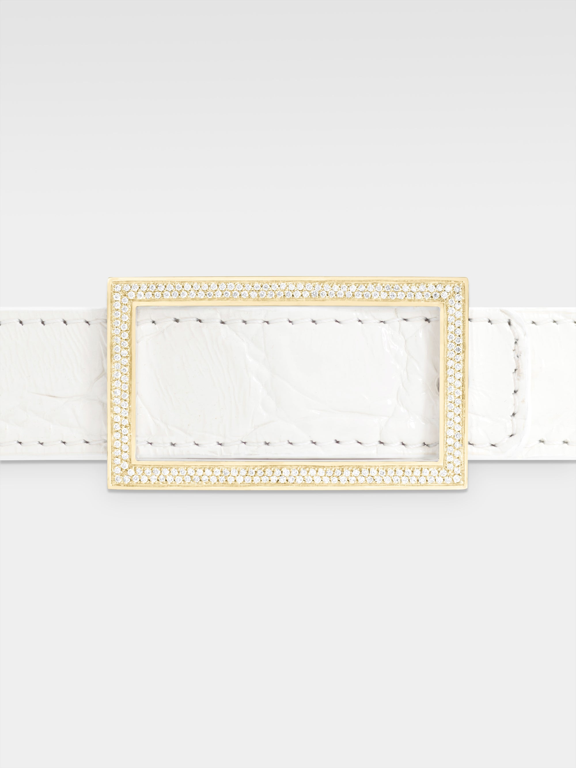 Danae Belt - Yellow Gold, Diamonds, White Caiman Leather