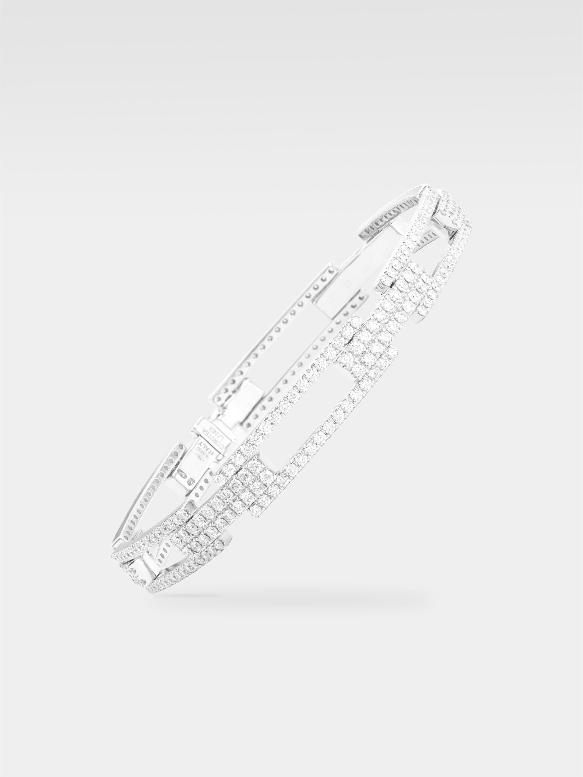 Fregio Rectangles Bracelet - White Gold, Diamonds