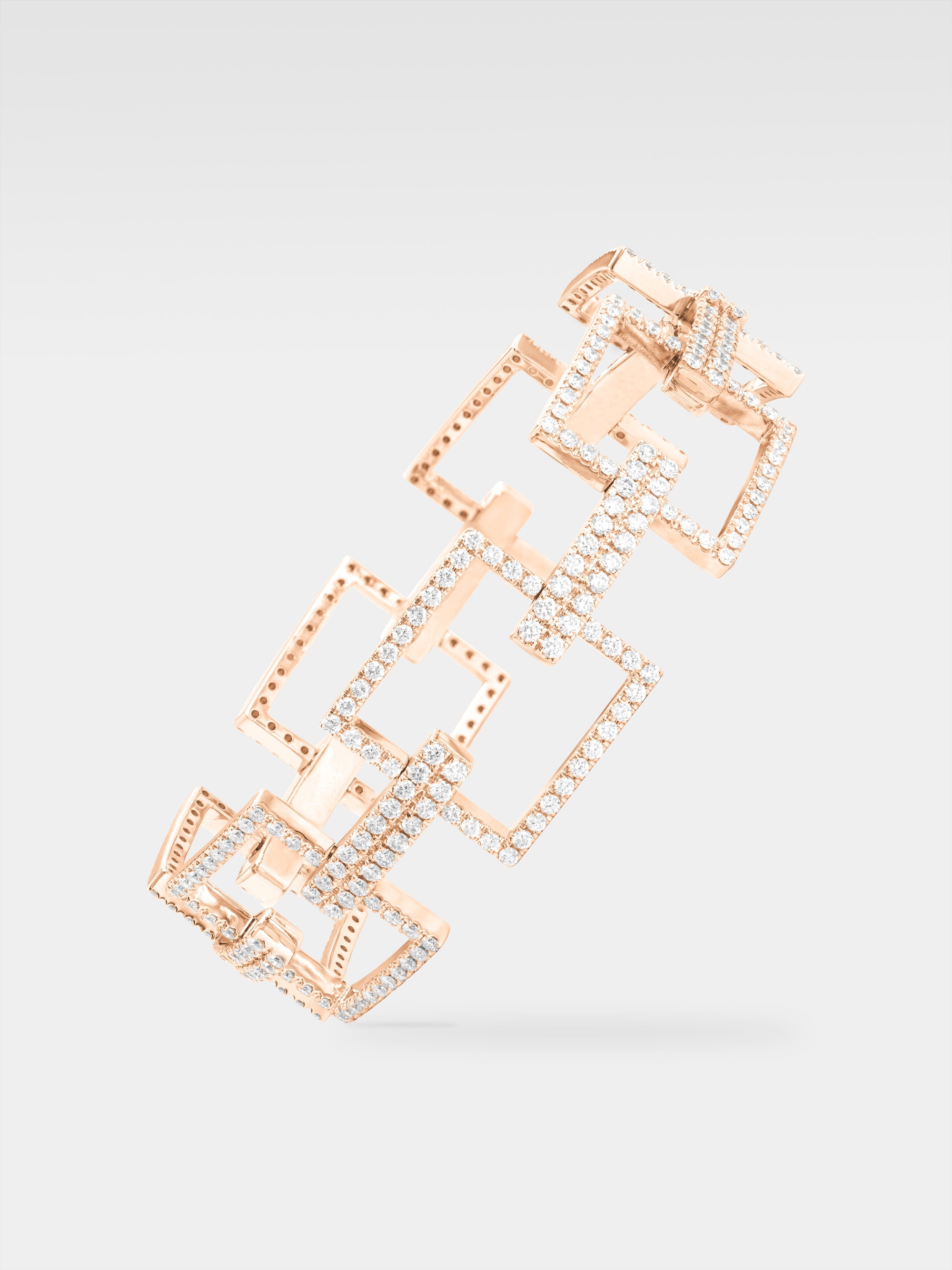 Fregio Squares Bracelet - Rose Gold, Diamonds