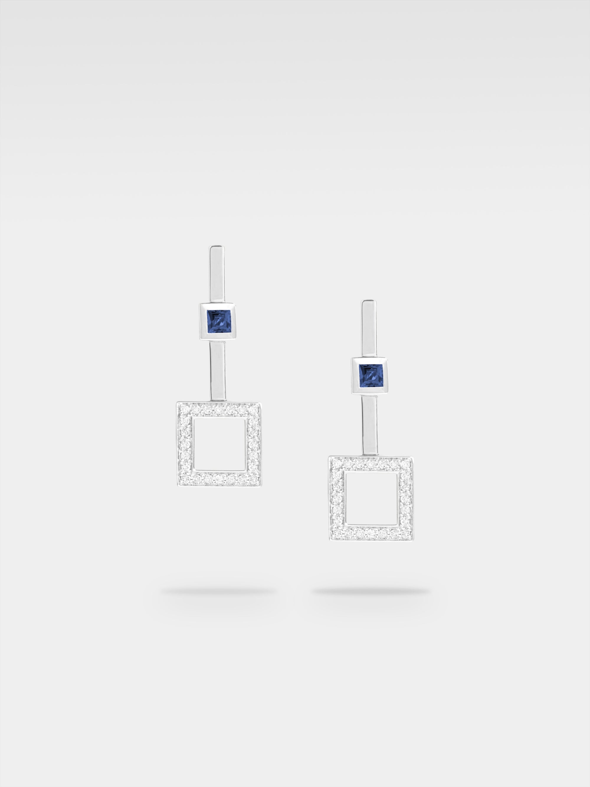 Iuno Earrings - White Gold, Diamonds, Sapphires