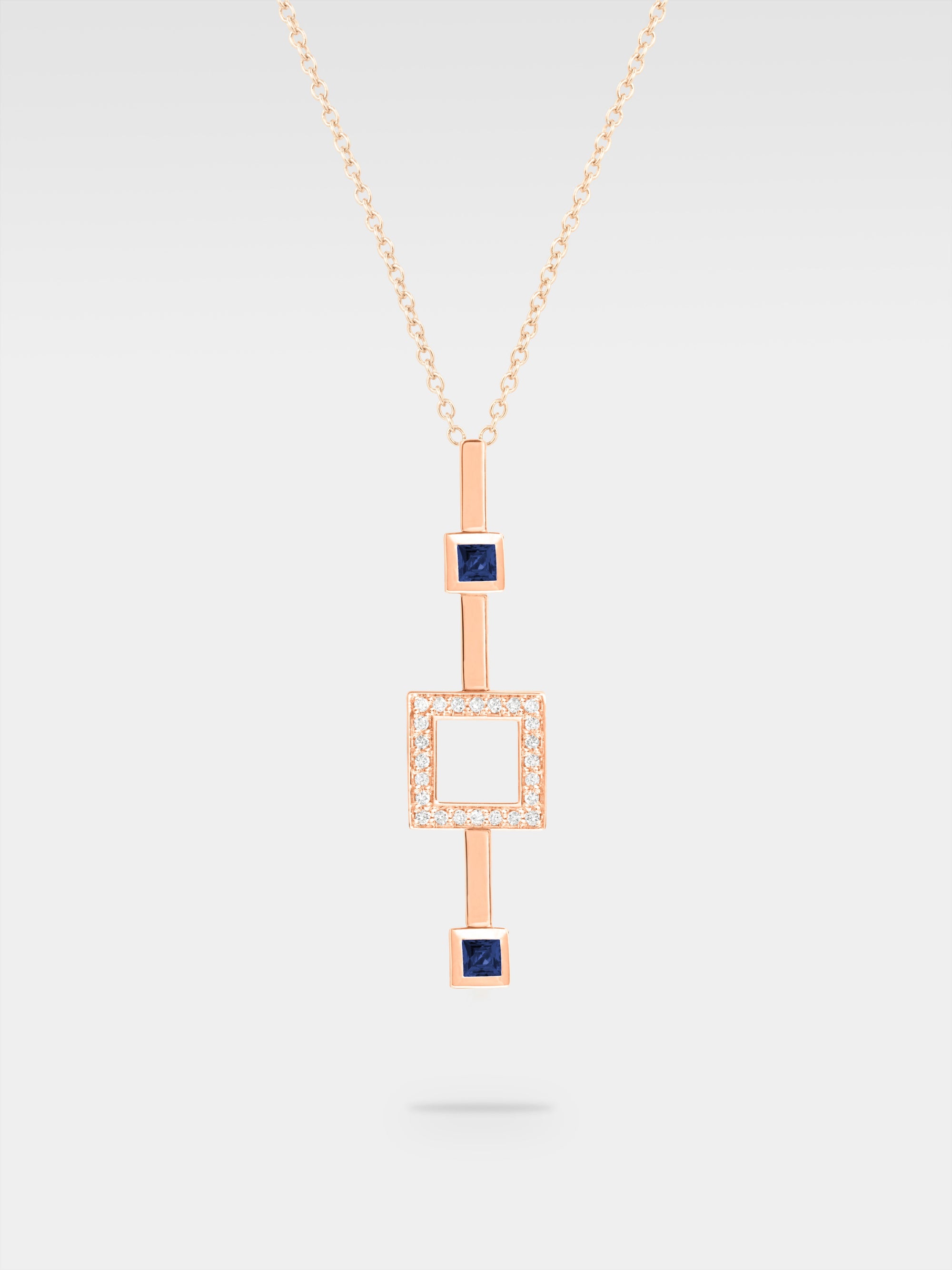Iuno Pendant - Rose Gold, Diamonds, Sapphires
