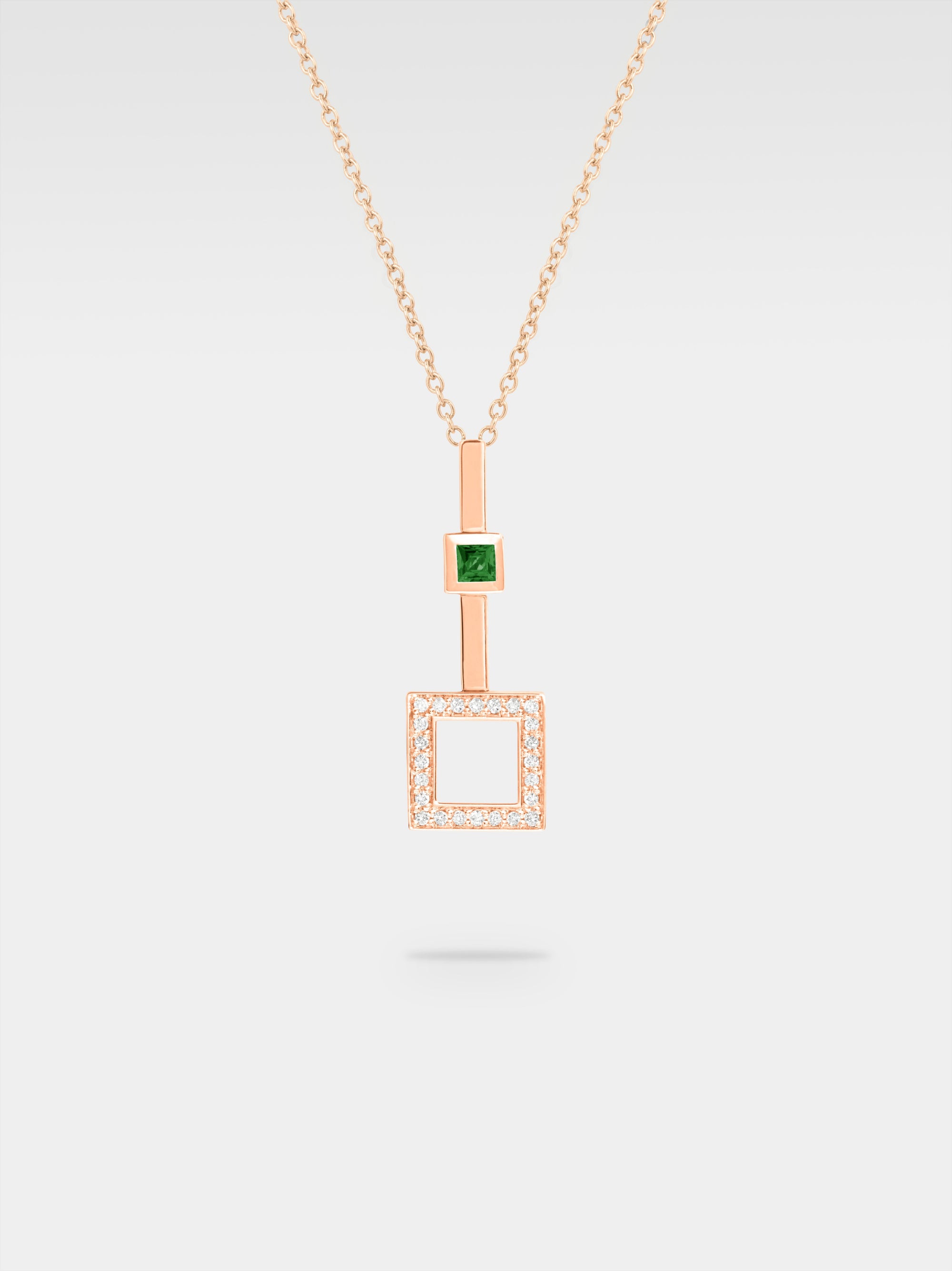 Iuno Pendant Mini - Rose Gold, Diamonds, Emerald