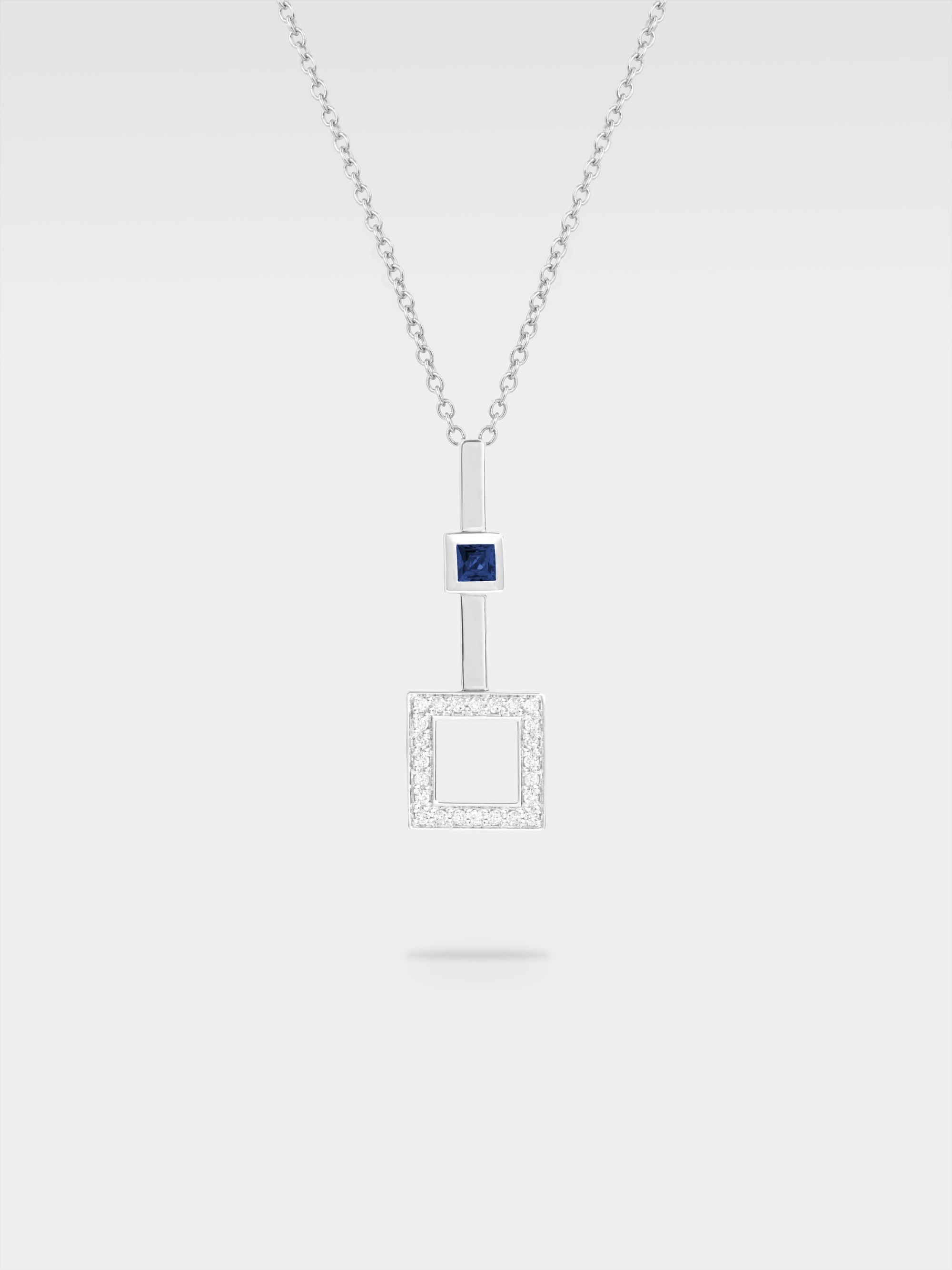Iuno Pendant Mini - White Gold, Diamonds, Sapphire