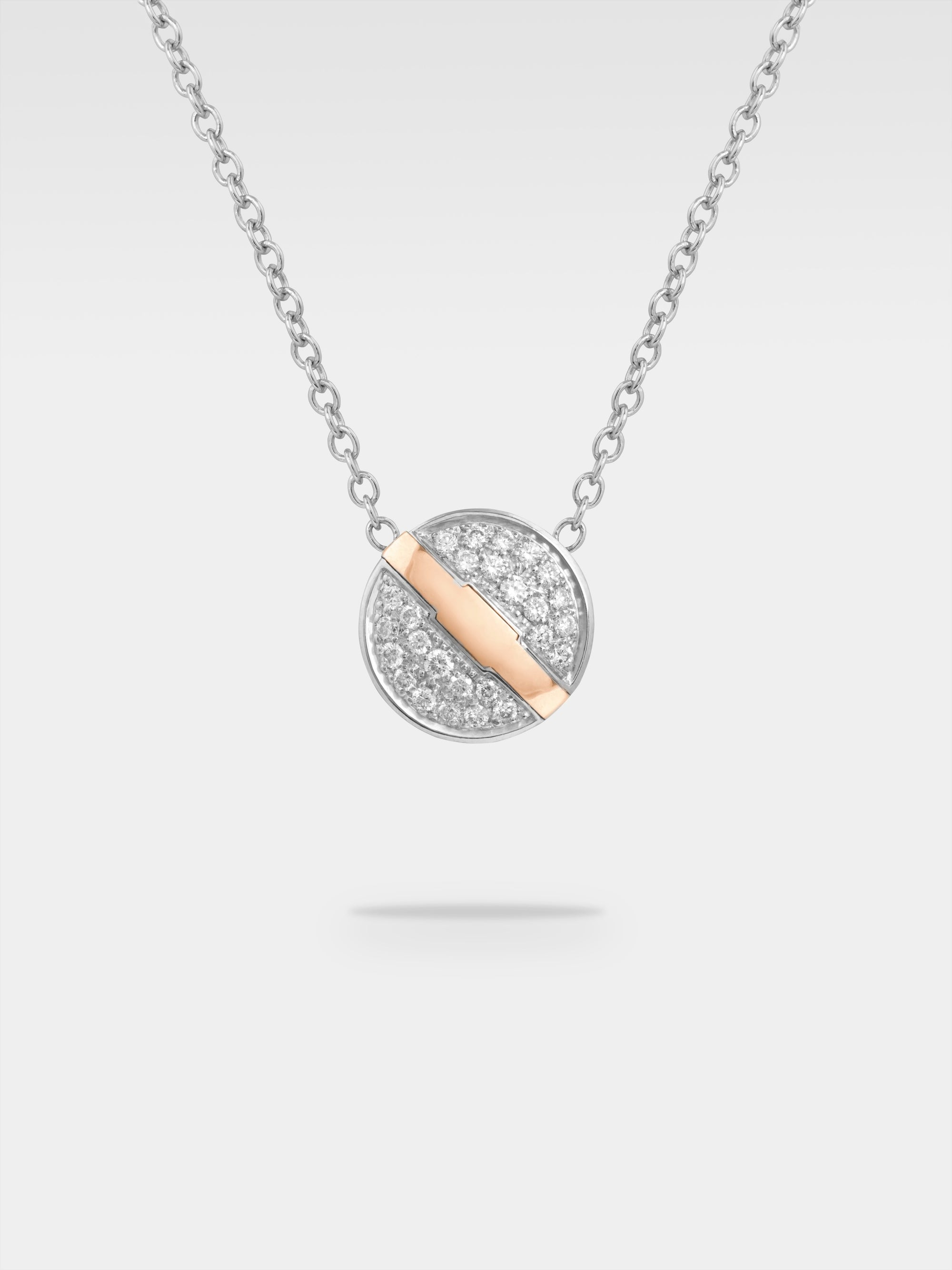 Minerva Pendant - Rose and White Gold, Diamonds
