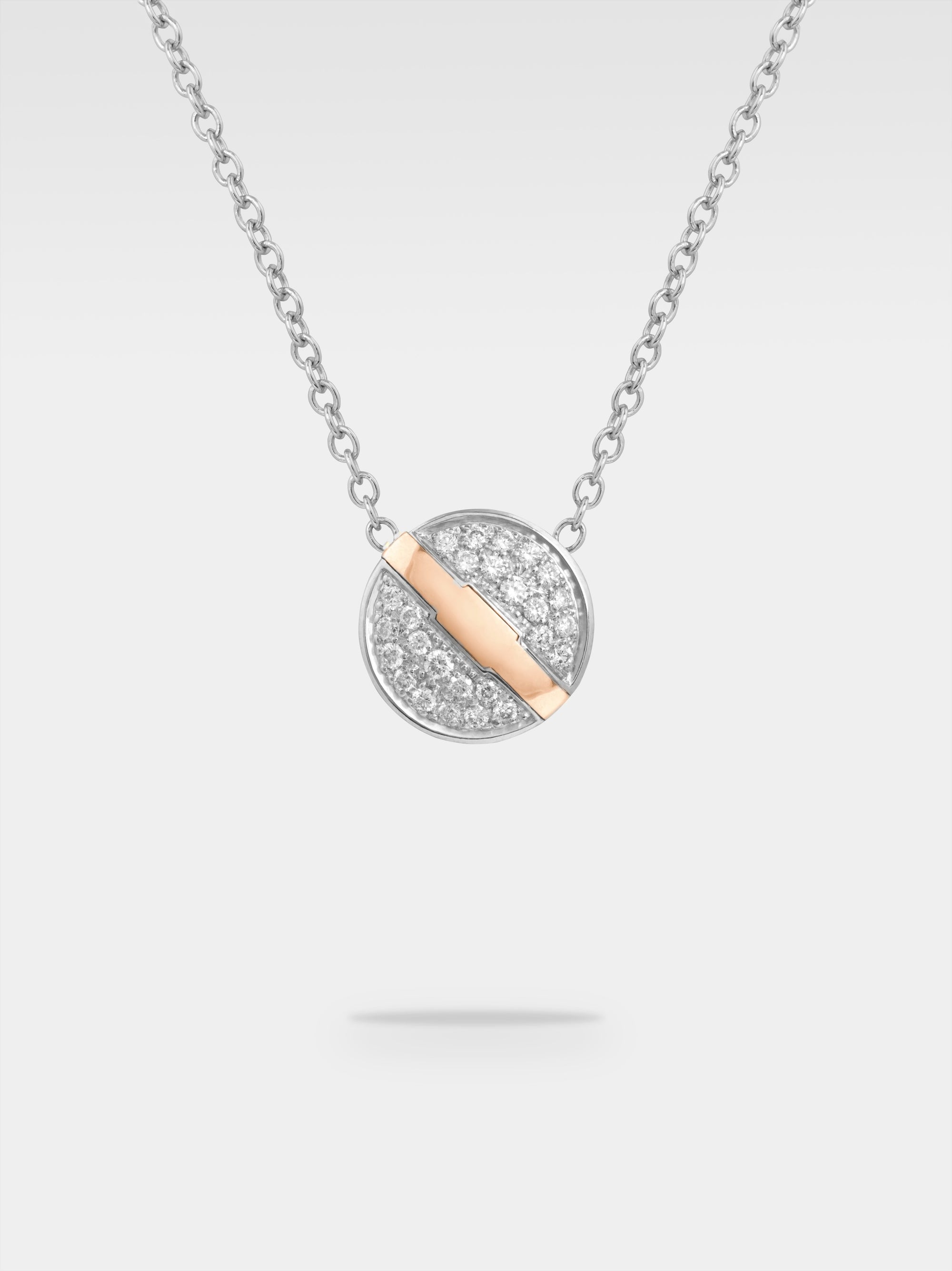 Minerva Pendant - Rose and White Gold, Diamonds