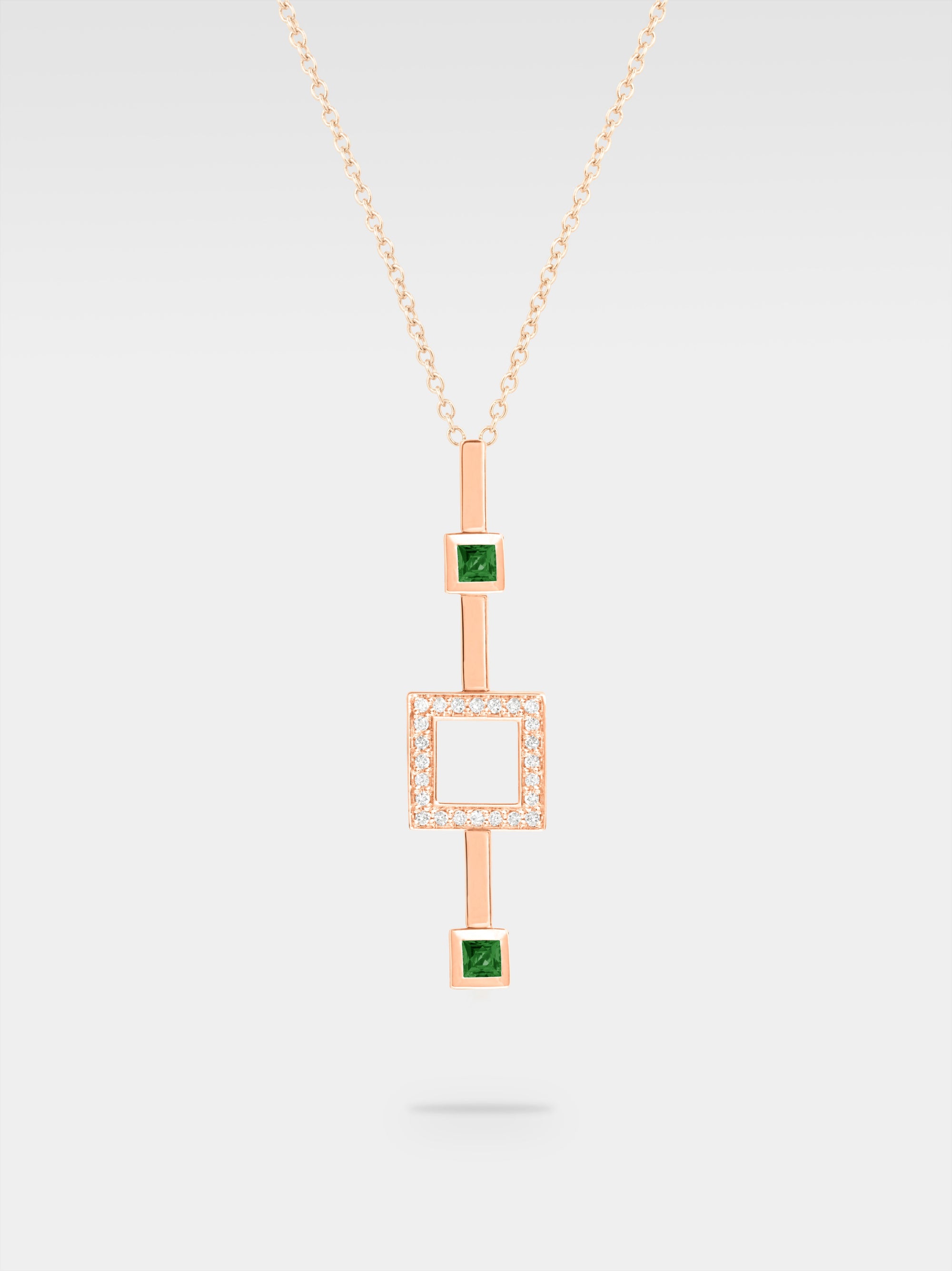 Iuno Pendant - Rose Gold, Diamonds, Emeralds