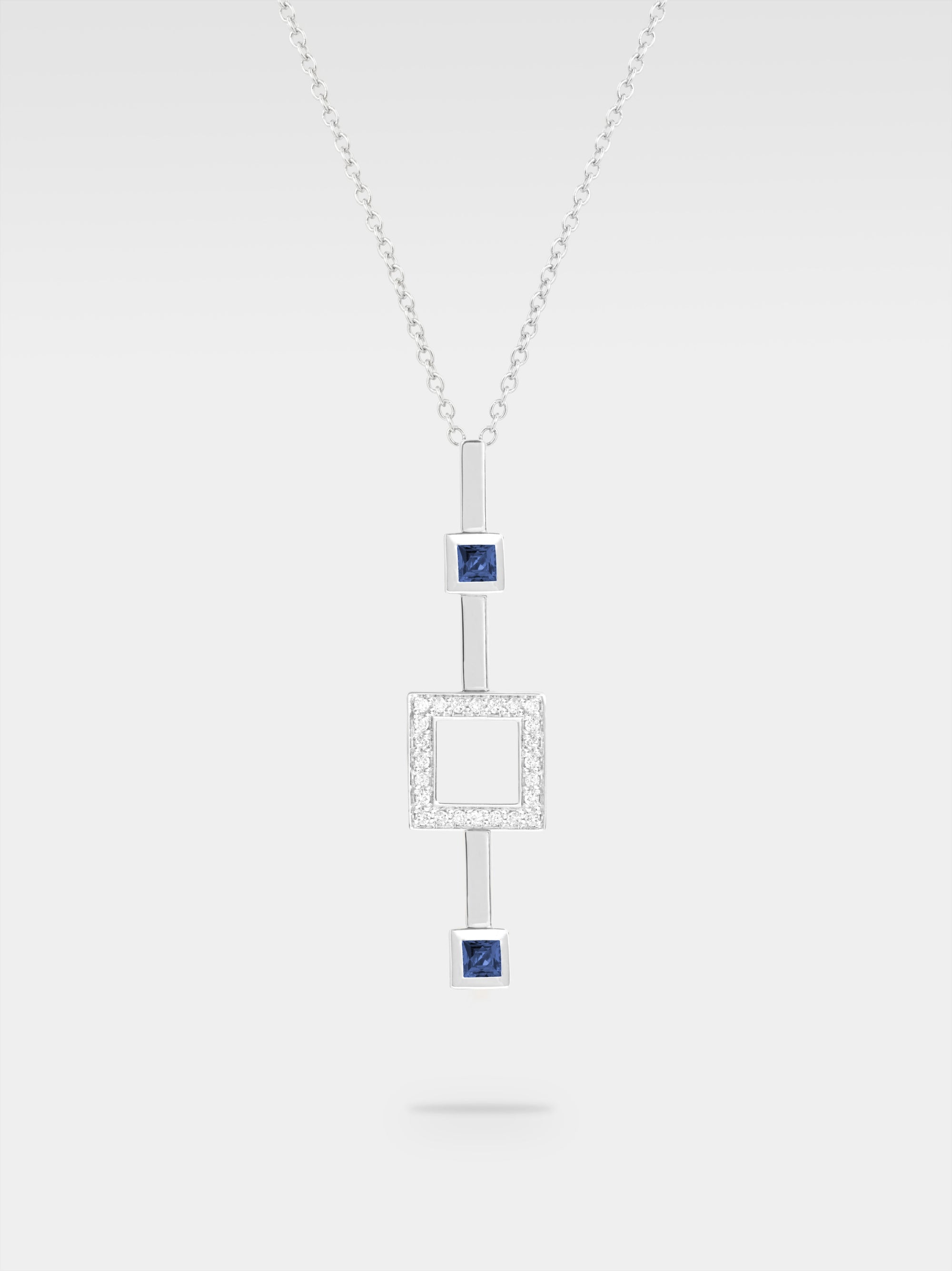Iuno Pendant - White Gold, Diamonds, Sapphires