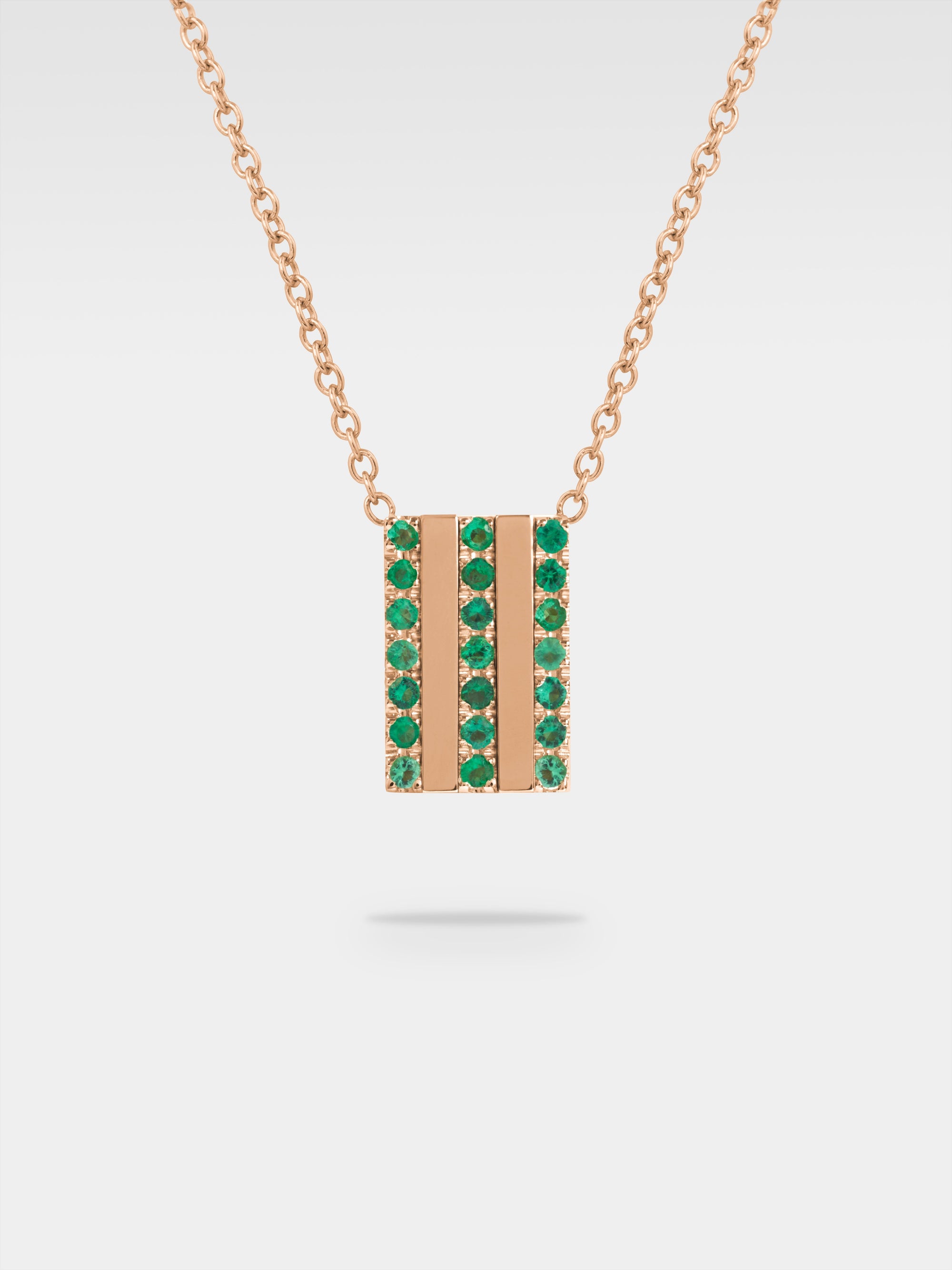 Vittoria Pendant - Rose Gold, Emeralds