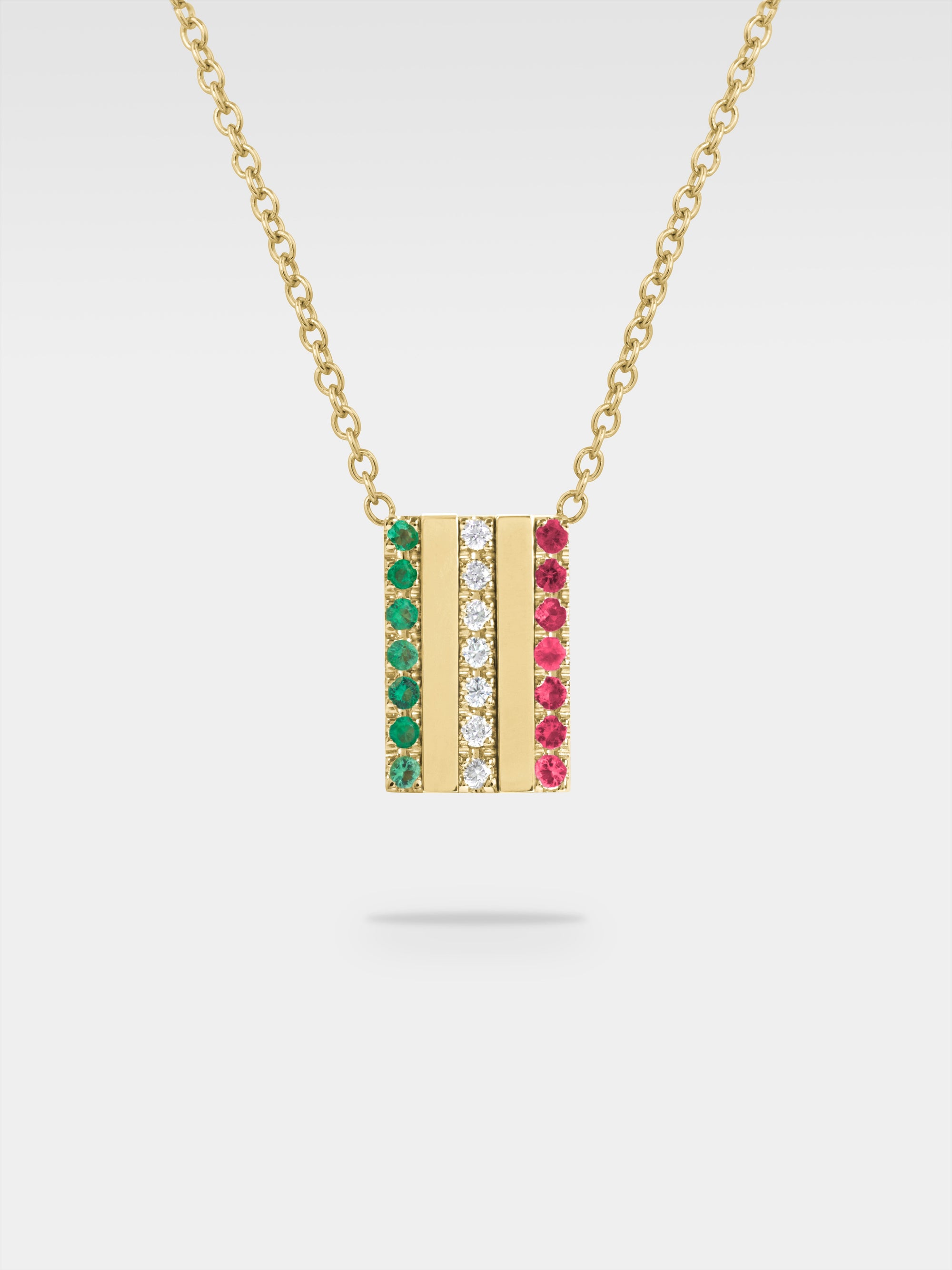 Vittoria Pendant - Yellow Gold, Diamonds, Emeralds, Rubies